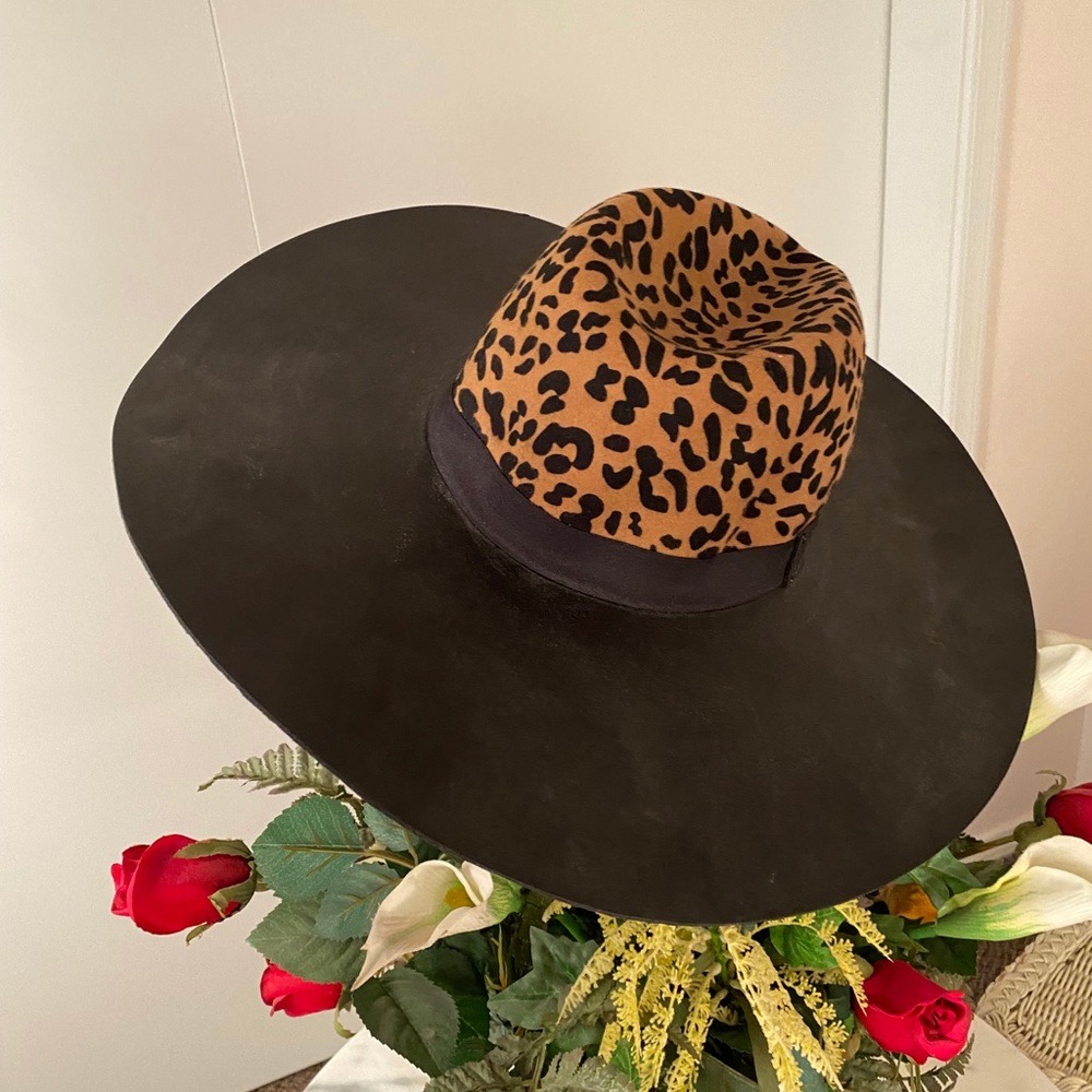 BCBGMaxAzria Leopard Print Floppy Hat One Size